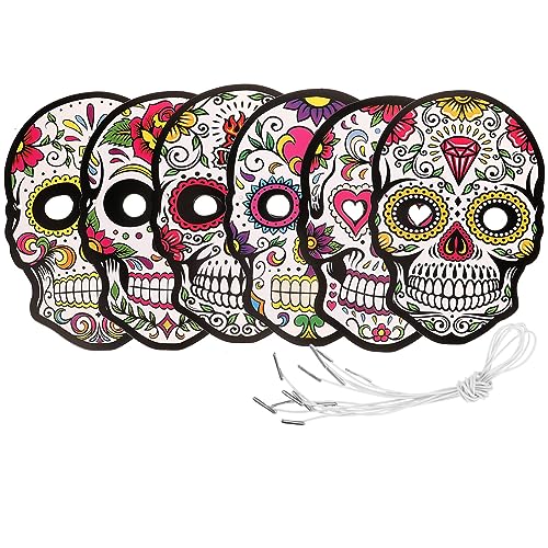 TEHAUX 6st Maskerade-maske Mexikanische Maskerademaske Cosplay-masken Tag Der Toten Maske Gruselige Kopfmaske Mexikanische Totenkopfmaske Halloween-cosplay-maske Papier Bilden Mexiko von TEHAUX