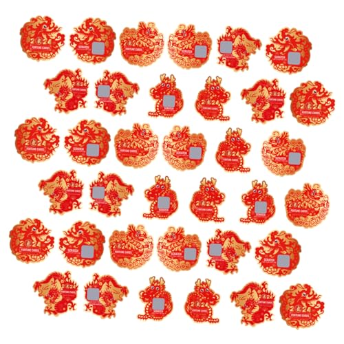 TEHAUX 64St Lotteriekarte „Jahr des Drachen“. Geschenkgutscheine, Rubbellos Neujahrswunsch-Rubbelkarte Aufkleber Glückliche Rubbelkarte Jahr Dekor chinesischer Stil Rabattkarte Spielkarte von TEHAUX