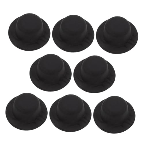 TEHAUX 8 Stück Teiliges Mini Zylinderhut Schwarz Weiches Material DIY Bastelset für Puppen Vielseitige Mini Hüte für Partydeko Spielzeugaufwertung Kreativität und Fantasieförderung von TEHAUX