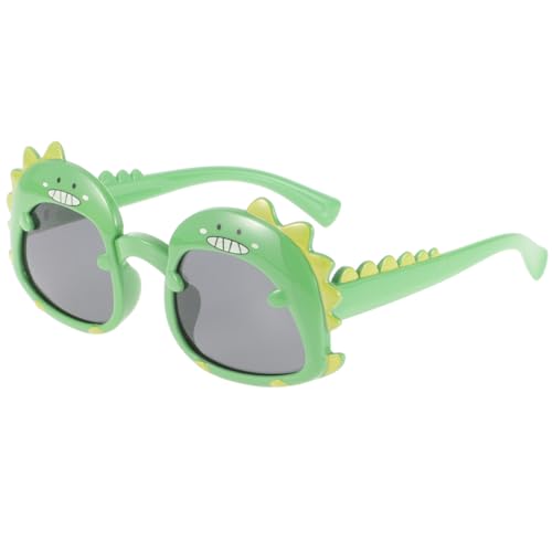 TEHAUX Dinosaurier-Sonnenbrille – Niedliche Sonnenbrille mit grünem Rahmen aus Silikon für Jungen und Mädchen (3–6 Jahre) – Hawaii-Stil für Sommer, Strand, Sport und Outdoor-Aktivitäten von TEHAUX