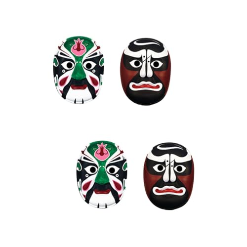 TEHAUX Halloween-Maske 4 Stück Chinesische Peking-Oper Maske peking oper schminken Cosplay chinesische Kultur kleidung Kleider Färbung Facebook gemalt Kind Weiß Handgemachte Maske von TEHAUX