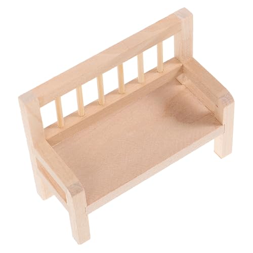 TEHAUX Hausbank Hütte Häuser Miniatur mach es mini Möbel wohnaccessoires holzstuhl Hauszubehör Minihaus Holzbank Minibank aus Holz Mini-Verzierung Mini-Bank-Modell hölzern von TEHAUX