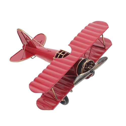 TEHAUX Vintage Metall Doppel Flugzeugmodell Robuste Eisen Dekoration für Zuhause Büro Bar Retro Airplane Miniatur als Stilvolles Home Decor und Fotorequisite Rote Farbgebung von TEHAUX
