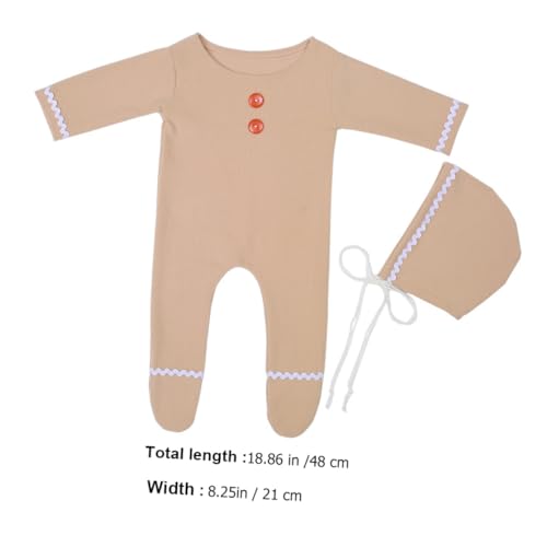 TEHAUX Weihnachtlicher Einteiler mit Langarm und Mütze Neugeborenen Fotografie Outfit Weicher Baumwollstrampler für Jungen und Mädchen Komfortabel Hautfreundlich Vielseitig für Xmas Party von TEHAUX