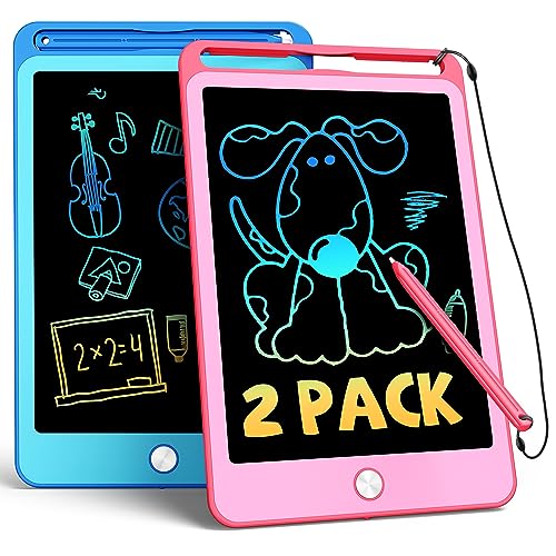TEKFUN 2 Stück LCD Schreibtafel Spielzeug 10 Zoll für Kinder, Zeichenbrett Maltafel ab 3 4 5 6 7 8 Jahre alt Junge Mädchen, Weihnachten Geschenke für 3-8 Jährige Mädchen Jungen (Blau Rosa) von TEKFUN