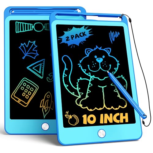TEKFUN 2 Stück LCD Schreibtafel Spielzeug 10 Zoll für Kinder, Zeichenbrett Maltafel ab 3 4 5 6 7 8 Jahre alt Junge Mädchen, Weihnachten Geschenke für 3-8 Jährige Mädchen Jungen (Blau Blau) von TEKFUN