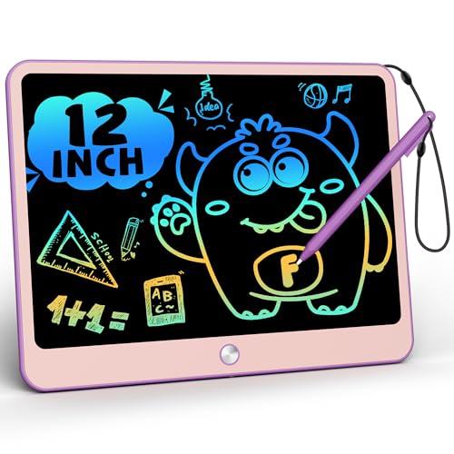 TEKFUN LCD Schreibtafel Spielzeug 12 Zoll Zeichenbrett für Kinder, Schreibtablett Maltafel ab 3 4 5 6 7 8 Jahre alt Junge Mädchen, Weihnachten Geschenke für 3-8 Jährige Mädchen Jungen (Violett) von TEKFUN