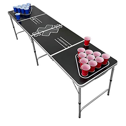 TEKONA Beer Pong Tisch Set - inkl. 100 Becher (50 Rot & 50 Blau), 6 Bällen & Regelwerk - Modern Design von TEKONA