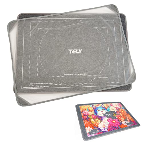 TELY Stifffelt Puzzle Board mit Abdeckung - Bis zu 1000 Teile - Große 80.0 cmx 57.9 cm Puzzle Pad - Easy-Move Jigsaw Puzzle Matte - Storage Puzzles - Rutschfeste Oberfläche - Tragbar und Leicht für von TELY