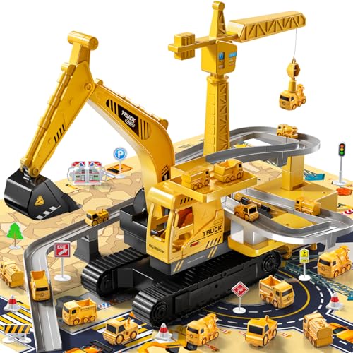 TEMI 3 4 5 6 7-jährige Jungen BAU LKW Spielzeug für Ingenieurbagger Bahn, Bagger Kran Spielzeug für Kinder und Kinder Alter 3 und höher, Geburtstagsgeschenk Jungen und Mädchen Alter 4-6 TEMI 3 4 5 6 7-jährige Jungen BAU LKW Spielzeug für Ingenieurbagger Bahn, Bagger Kran Spielzeug für Kinder und Kinder Alter 3 und höher, Geburtstagsgeschenk Jungen und Mädchen Alter 4-6 von TEMI