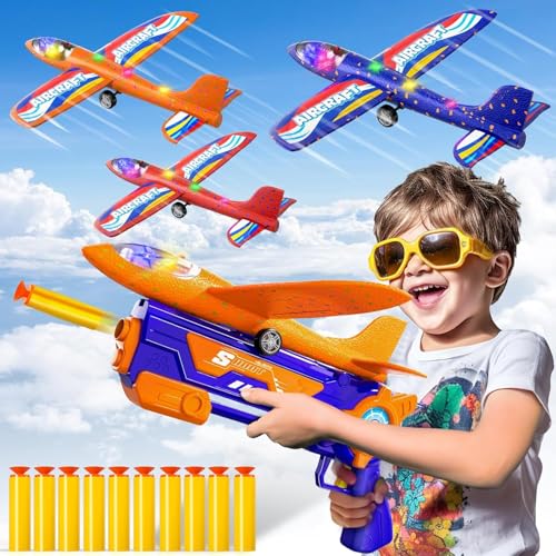 TEMI 3-teilige Kinder große Fliegende Schaumflugzeuge, die Spielzeug, 2-Arten Fliegende Modus Schaumflugzeugkatapulte, mit 10-weichen Schaumpfeilen und 3-Flugzeuggleitspielzeug für Männer und Frauen+ TEMI 3-teilige Kinder große Fliegende Schaumflugzeuge, die Spielzeug, 2-Arten Fliegende Modus Schaumflugzeugkatapulte, mit 10-weichen Schaumpfeilen und 3-Flugzeuggleitspielzeug für Männer und Frauen+ von TEMI