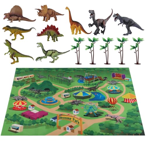 TEMI Dinosaurier Spielzeugfigur mit Aktivität Spielmatte & Bäume, pädagogisch realistisches Dinosaurier-Spielset zur Schaffung Einer Dino-Welt mit T-Rex, Triceratops, Velociraptor für Kinder 3+ TEMI Dinosaurier Spielzeugfigur mit Aktivität Spielmatte & Bäume, pädagogisch realistisches Dinosaurier-Spielset zur Schaffung Einer Dino-Welt mit T-Rex, Triceratops, Velociraptor für Kinder 3+ von TEMI