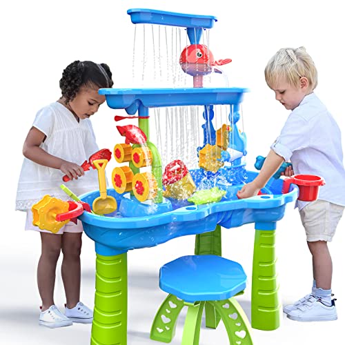 TEMI Kleinkind-Wassertisch, Kinder Sand und Wasser Tabelle, 3-Tier im Freien Wasser Spielen Tabelle Spielzeug für Kinder, Wasser Sensory Tables Sommer Strand Spielzeug für Kinder Alter 3 4 5 6 7 8 TEMI Kleinkind-Wassertisch, Kinder Sand und Wasser Tabelle, 3-Tier im Freien Wasser Spielen Tabelle Spielzeug für Kinder, Wasser Sensory Tables Sommer Strand Spielzeug für Kinder Alter 3 4 5 6 7 8 von TEMI