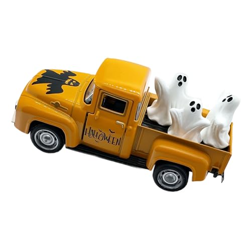 Spuk-Metall-Truck, Halloween-Sammelstück, Legierung, Auto-Modell mit herausnehmbarem geisterhaften Miniatur-Ornament, Heimdekoration, Geschenk, Halloween, abgestuftes Tablett, LKW-Modell von TEMOOUES