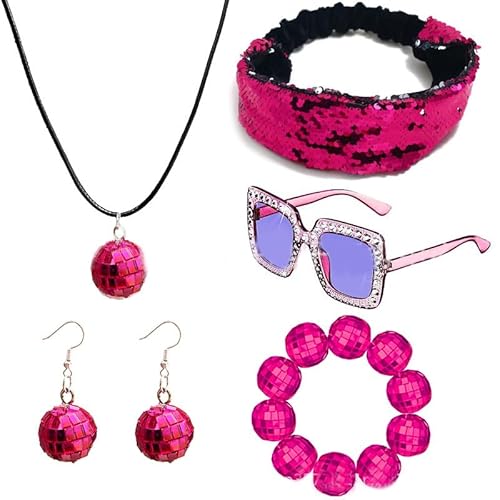 TEMOOUES 1960er 1970er 80er Jahre Diskothekenzubehör Damen Faschingskostüm Discos Set Ohrringe Sonnenbrille Pailletten Stirnband Halskette TEMOOUES 1960er 1970er 80er Jahre Diskothekenzubehör Damen Faschingskostüm Discos Set Ohrringe Sonnenbrille Pailletten Stirnband Halskette von TEMOOUES