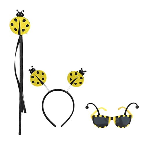 TEMOOUES Feenstab, Marienkäfer-Brille, Marienkäfer-Stirnband, Marienkäfer-Kostüm, Zubehör, Marienkäfer-Kostüm, Halloween, Cosplay-Kostüm von TEMOOUES
