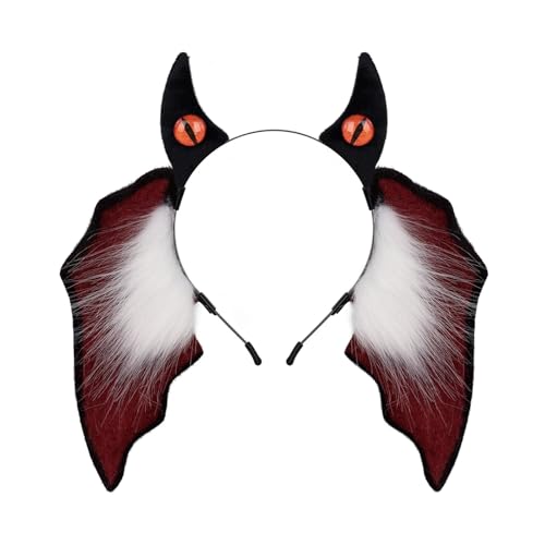 TEMOOUES Handgefertigter Plüsch-Haarreif mit Fledermaus-Ohren, weich, flauschig, Haar-Accessoire für Kinder, Halloween, Kostümpartys, Kostümzubehör von TEMOOUES