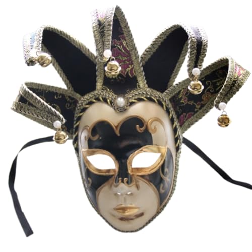 TEMOOUES Maskerade, Vintage-Komödie mit Glocken, für Halloween, Cosplay, für Damen, Herren, Cosplay, Maskerade, Abschlussbälle TEMOOUES Maskerade, Vintage-Komödie mit Glocken, für Halloween, Cosplay, für Damen, Herren, Cosplay, Maskerade, Abschlussbälle von TEMOOUES