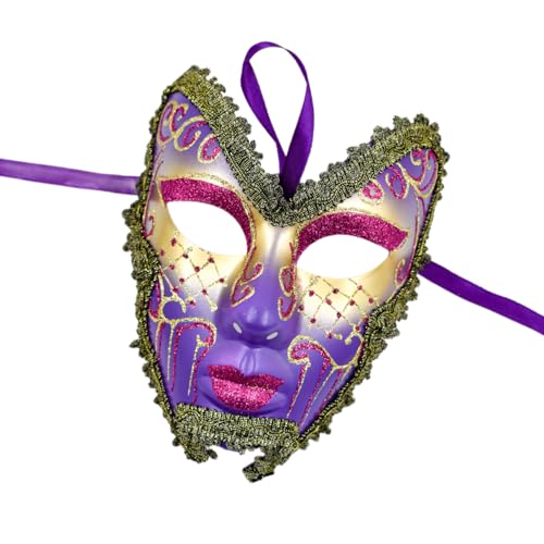 TEMOOUES Maskerade Full Face Halloween Gesicht Handgemaltes Gesicht für Damen Herren Halloween Abschlussbälle Maskerade Partys von TEMOOUES