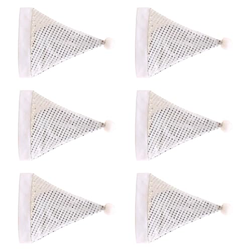 TEMOOUES Schimmernder Weihnachtsmann-Kopfschmuck Set mit 6 belüfteten Polyster-Kostümen für Gruppenauftritte, funkelnde Party für Weihnachten von TEMOOUES