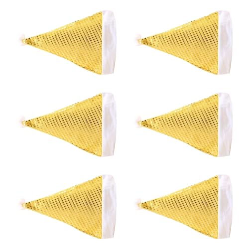 TEMOOUES Schimmernder Weihnachtsmann-Kopfschmuck Set mit 6 belüfteten Polyster-Kostümen für Gruppenauftritte, funkelnde Party für Weihnachten von TEMOOUES