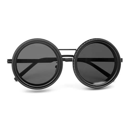 TEMOOUES UV400 geschützte, polarisierte Steampunk-Sonnenbrille, elegant, rund, für Cosplay-Partys und Outdoor-Abenteuer von TEMOOUES