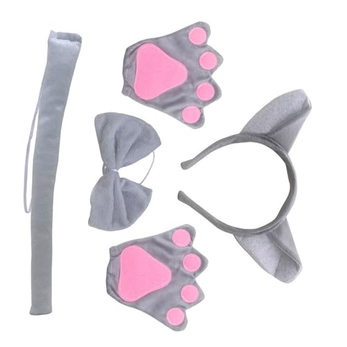 TEMOOUES Wolf Rollenspiel Kostüm Zubehör Wolf Stirnband Schwanz Fliege Rock für Kinder Geburtstag Halloween Tier Cosplay Zubehör TEMOOUES Wolf Rollenspiel Kostüm Zubehör Wolf Stirnband Schwanz Fliege Rock für Kinder Geburtstag Halloween Tier Cosplay Zubehör von TEMOOUES