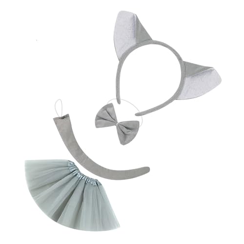 TEMOOUES Wolf Rollenspiel Kostüm Zubehör Wolf Stirnband Schwanz Fliege Rock für Kinder Geburtstag Halloween Tier Cosplay Zubehör TEMOOUES Wolf Rollenspiel Kostüm Zubehör Wolf Stirnband Schwanz Fliege Rock für Kinder Geburtstag Halloween Tier Cosplay Zubehör von TEMOOUES