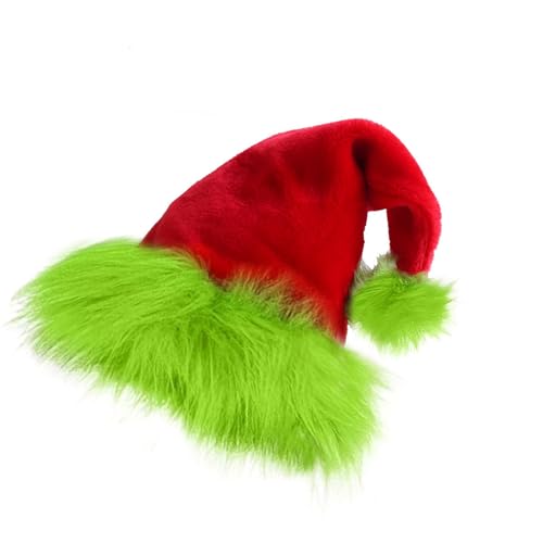 Weihnachtsmütze mit pelzigem strukturiertem Rand, weicher Stoff, Weihnachtsmannmütze, Kostümzubehör für Erwachsene, Kinder, Urlaub, Party, Partyzubehör von TEMOOUES