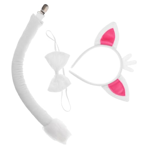 TEMPNAP 1 Satz Fuchs Stirnband Fuchsohren Und Fuchskostüm Karikatur Halloween Party Fuchsschwanz Cosplay Fuchs Kostüm Kopfbedeckung Dekoration Und Ohren Plüsch Polyester Weiß von TEMPNAP