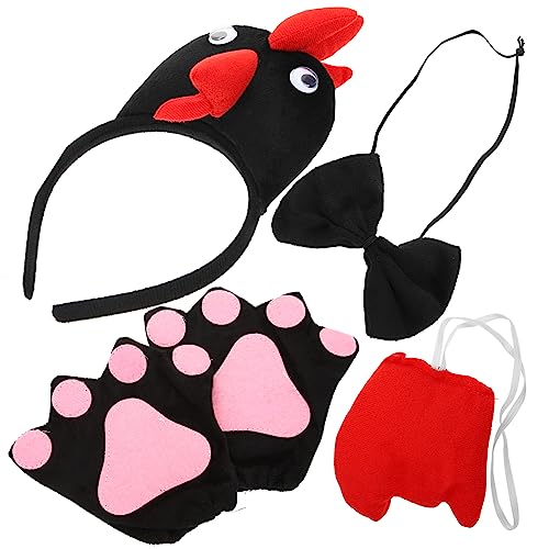 TEMPNAP 1 Satz Hühnchen Kostüm Set für Tier Haarreif Fliege und Handschuhe für Ostern Cosplay und Partys Hautfreundlichem Material Langlebig und von TEMPNAP