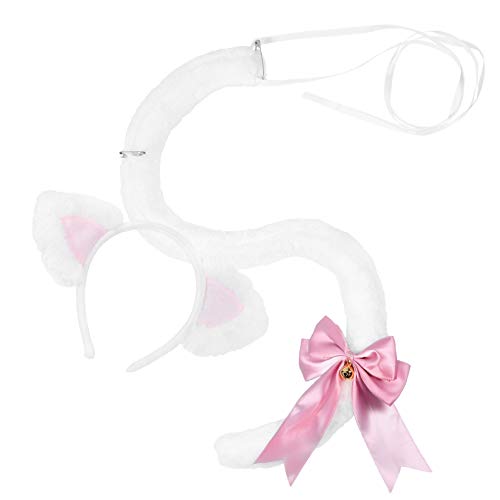 TEMPNAP 1 Satz Kostümset mit Katzenohren und Lustiges Haarband für Cosplay und Halloween Accessoires für Geburtstagsfeiern und Mottopartys und Weiß von TEMPNAP