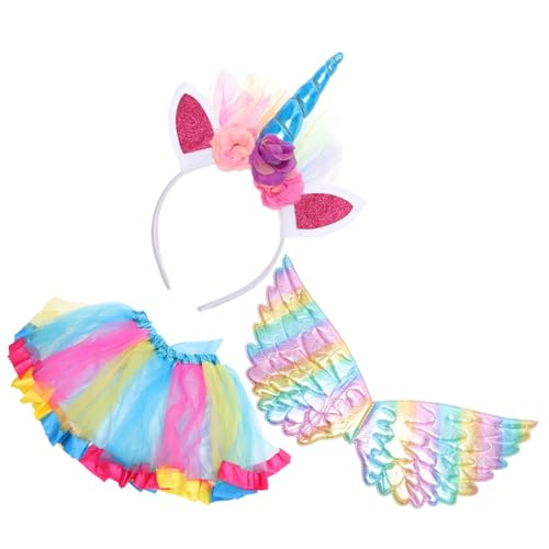 TEMPNAP 1 Satz Performance-Kostümanzug Falten- Regenbogen-Tutu und Flügel verkleidung karnevalskostüme hochzeitskleid Party-Kid, das Kostüm aufführt Engel Cosplay-Accessoire von TEMPNAP