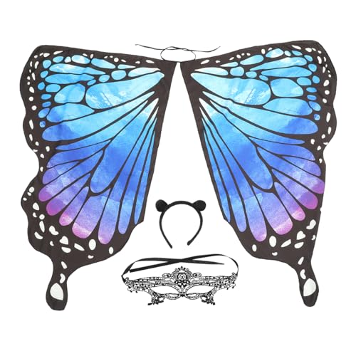TEMPNAP 1 Satz Schmetterlings-Umhang zarter Schmetterlingsumhang Partygeschenk Kap Erwachsene Kostümzubehör für Schmetterlingsflügel schicke Maskerade Maske Polyester Blue TEMPNAP 1 Satz Schmetterlings-Umhang zarter Schmetterlingsumhang Partygeschenk Kap Erwachsene Kostümzubehör für Schmetterlingsflügel schicke Maskerade Maske Polyester Blue von TEMPNAP