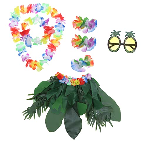 TEMPNAP 1 Satz Simulierter Klingenrockanzug Party Zubehör Kostüm Für Hawaii-kleidungsset Hawaii-haar-accessoires Hawaiianisches Stirnband Hawaiianische Röcke Stoff von TEMPNAP