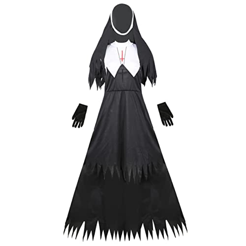 TEMPNAP 1 Stück Zombie Kostüm beängstigendes Halloween Kostüme gruselig Nonnen-Outfit blutig -Outfit - Halloween Spezialkostüm Party-Requisite Baumwollmischung Schwarz TEMPNAP 1 Stück Zombie Kostüm beängstigendes Halloween Kostüme gruselig Nonnen-Outfit blutig -Outfit - Halloween Spezialkostüm Party-Requisite Baumwollmischung Schwarz von TEMPNAP