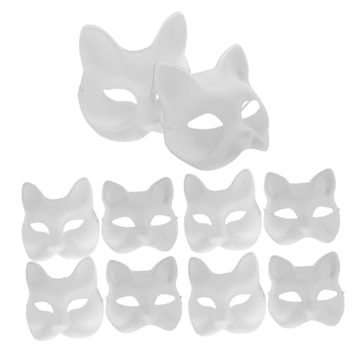 TEMPNAP 10Stücke DIY Katzen Fuchsmaske Unbemalte Masken für Halloween Cosplay Maskerade Weiße Leere Tiermasken Selbergestalten für Kreative Bastelprojekte TEMPNAP 10Stücke DIY Katzen Fuchsmaske Unbemalte Masken für Halloween Cosplay Maskerade Weiße Leere Tiermasken Selbergestalten für Kreative Bastelprojekte von TEMPNAP