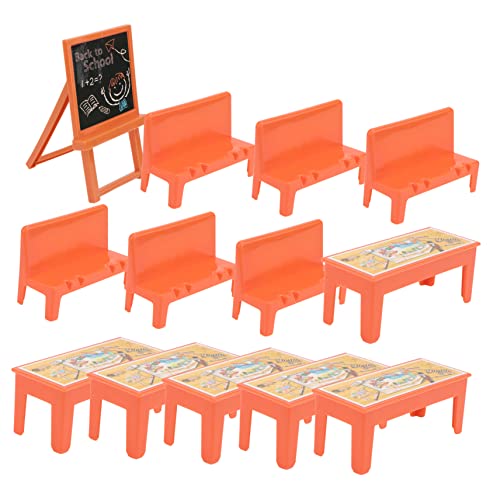 TEMPNAP 13 Stück Mini-puppenmöbel Schulmaterial Mini-schultische Für Puppen Schulpuppenstühle Schulbehörde Miniatur-klassenzimmer Schulstühle Mach Es Mini Schreibtisch Gebäude Plastik von TEMPNAP