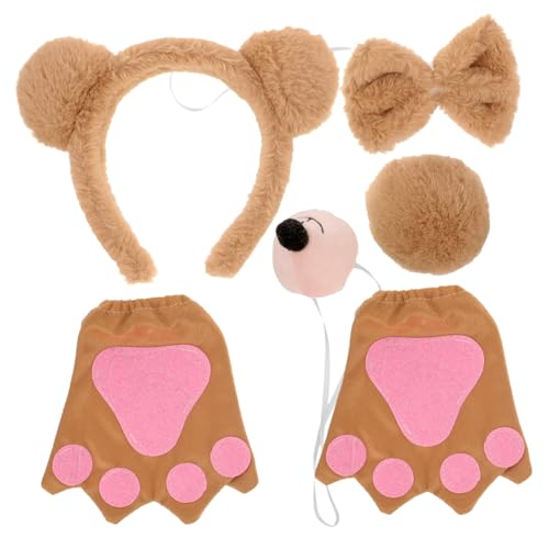 TEMPNAP Bärenkostüm Satz mit Ohren Stirnband Handschuhen und Gefälschter Nase für Partys und Cosplay von TEMPNAP