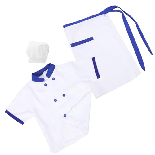 TEMPNAP 1Satz Kochkostüm für Kochschürze Kurzarmjacke Atmungsaktiv für Rollenspiele Mottopartys Cosplay Outfit für Kleine Chefköche mit Blauen Akzenten von TEMPNAP