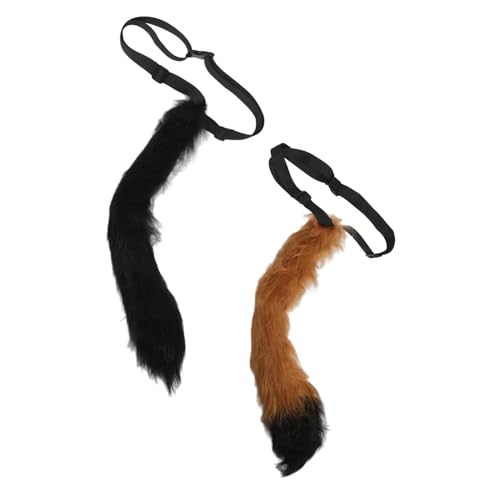 TEMPNAP 2Stücke Verstellbarer Fuchsschwanz Cosplay Tierkostüm Dekoration für Halloween Partys Handgefertigter Plüsch Tierschwanz für Erwachsene für Bühnenauftritte von TEMPNAP