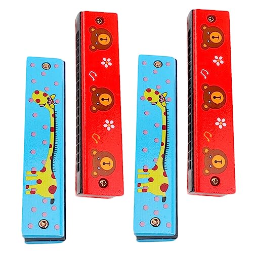 TEMPNAP 4 Stück Holz Mundharmonika für Musikinstrument für Anfänger Zufällige Farben Entwickle Musikalische Fähigkeiten Zufällige Farbe Zufällige Farbe von TEMPNAP