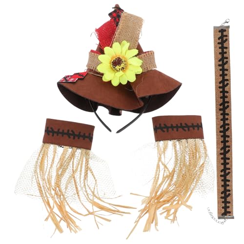 TEMPNAP 4 Stück Teiliges Halloween Karneval aus Strohhut Armband Halskette und Dekoration für Erwachsene Authentische Cosplay Accessoires Leicht Kombinierbar für Kostümfest und Fasching von TEMPNAP
