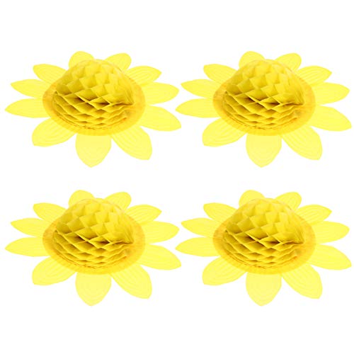 TEMPNAP 4 Stück handgemachte der Sonnenblume hawaii party dekoration Sonnenblumen Dekoration Sonnenblumen-Party Erdbeerpartydekorationen Punkt Papier-Sonnenblumen-Ornament Yellow von TEMPNAP