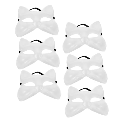 TEMPNAP 6Stücke Leere Fuchs Masken Selbermachen Unbemalt DIY Maskerade Masken für Karneval Vielseitige Requisiten für Frauen Leicht und Angenehm zu Tragen Ausmalen von TEMPNAP