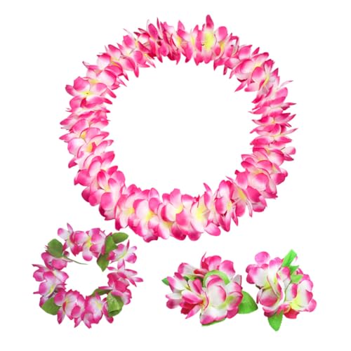 TEMPNAP 8Stücke Hawaii Blumenaccessoires Dicke Girlandeanhänger Kranzhaarband Blumenarmband Für Sommerpartys Hochzeiten Luau Dekorationen Weiß von TEMPNAP