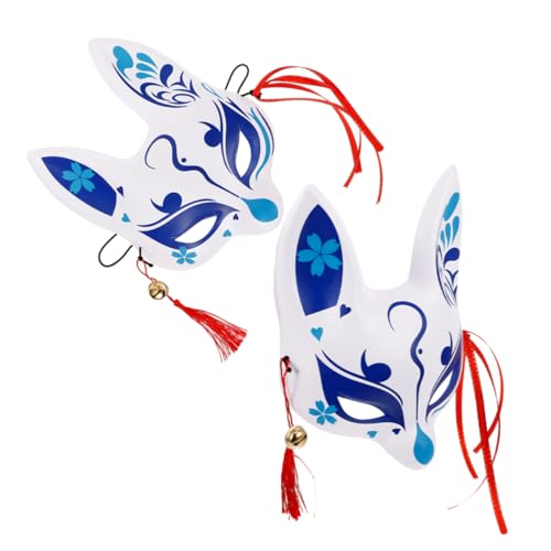 TEMPNAP Halbgesichtige Kirschblüten Fuchsmaske Halloween Kostüme Maske Fuchs Japanische Maske Plastik Fuchsmaske Fuchsmaske Für Frauen Masken Im Japanischen Stil Fuchs Halbmaske Halbmaske von TEMPNAP
