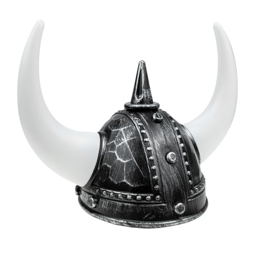 TEMPNAP Helm mit Hörnern Dekorativer Ox Horn Kopfschmuck für Halloween Karneval und Cosplay Silber von TEMPNAP