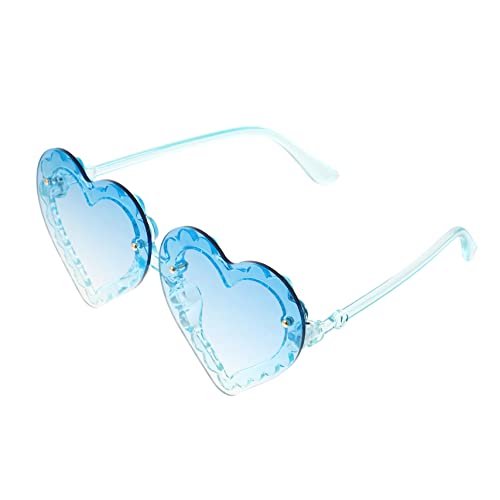 TEMPNAP Herzförmige Sonnenbrille für Stylische Bunte Partybrille für Mädchen und Jungen für Festivals und Partys Blauer Doppelte Blaue Linsen von TEMPNAP