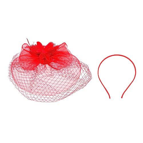 TEMPNAP Netzstoff Braut Kopfschmuck mit Blumen und Federn Festlicher Fascinator Haarreif mit Schleier Stilvoller Party Hut für Damen Sicherer Halt und Hautfreundliches Material von TEMPNAP